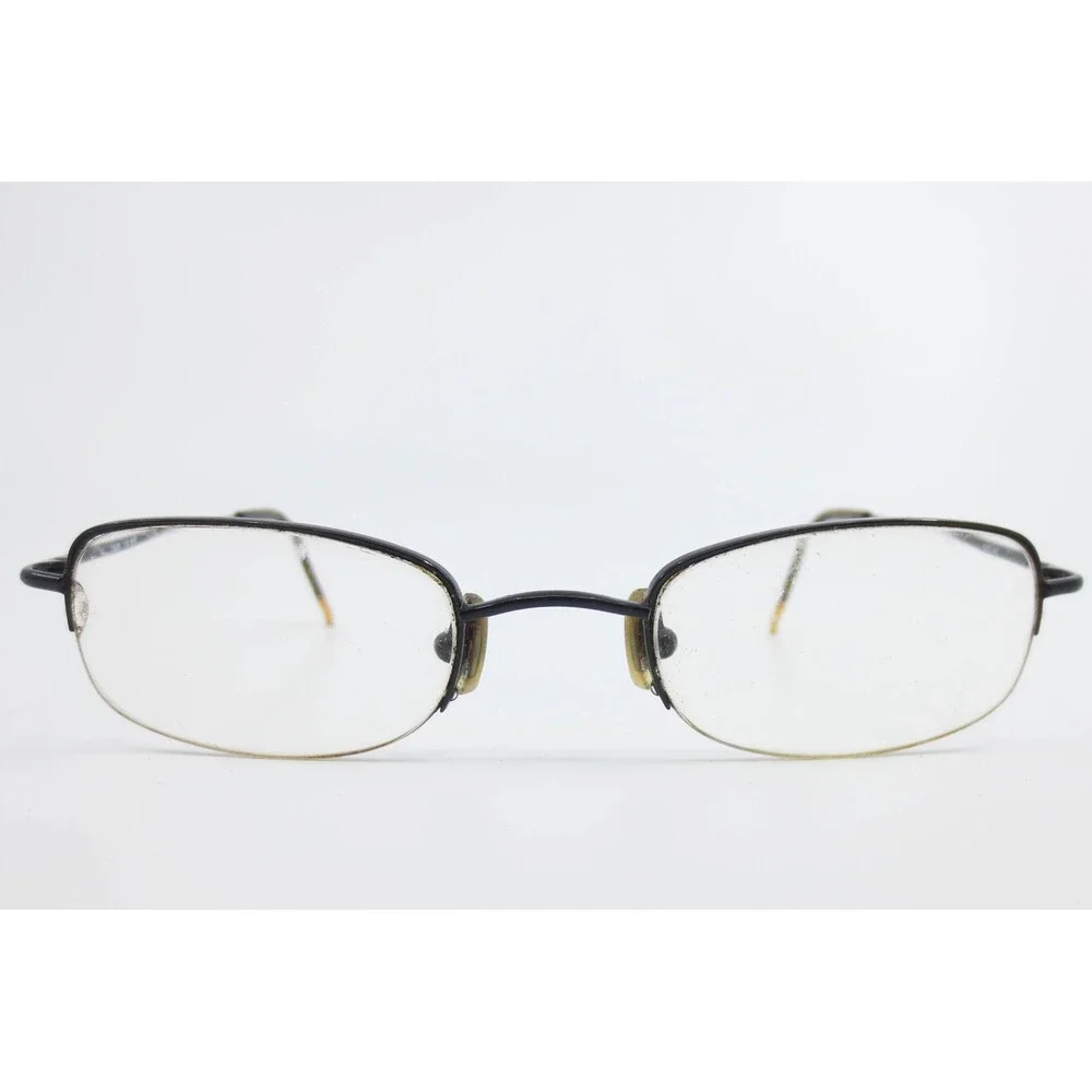 Chaps 118 CC03 Mens Oval Semi Rimless Black Metal Eyeglasses Frames 47-20-140